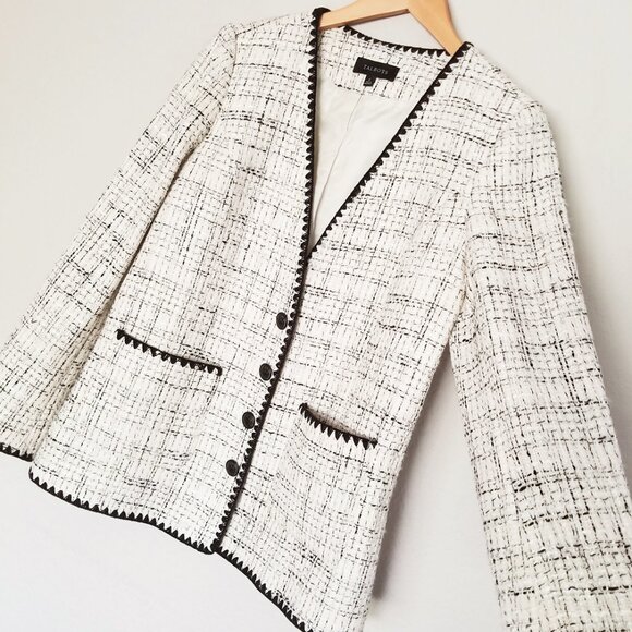 NEW Talbots Women's 6 Tipped Tweed Blazer Jacket Textured Classic Quiet Luxury - Picture 8 of 16
